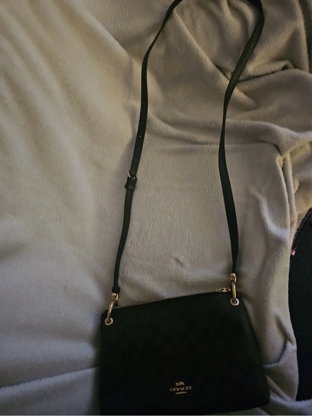 Coach Black Signature Canvas Crossbody Bag with Gold Hardware